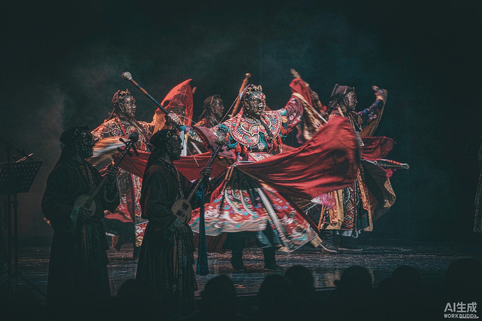 Tibetan dance drama performance on stage