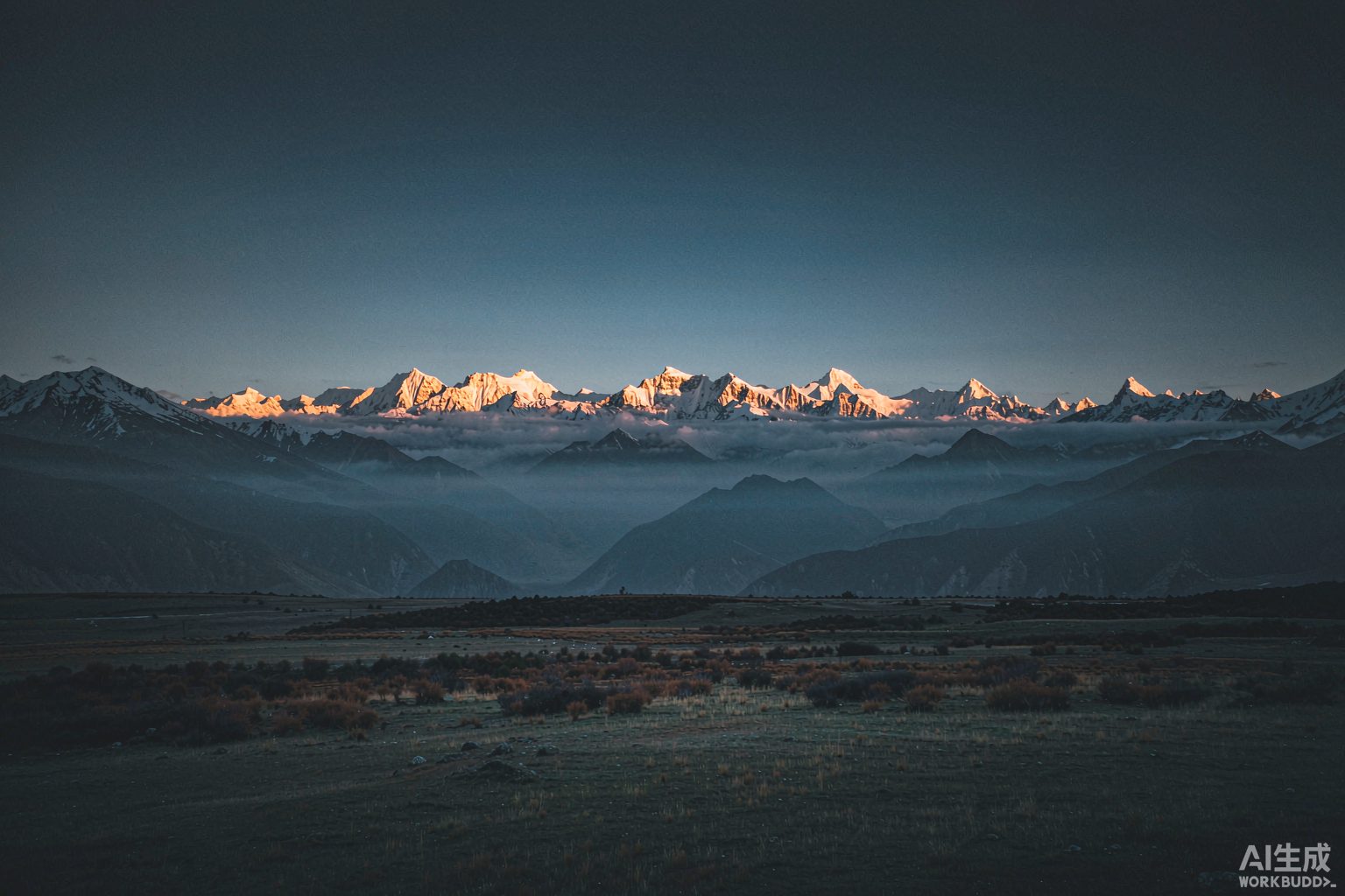 Tibetan plateau at dawn